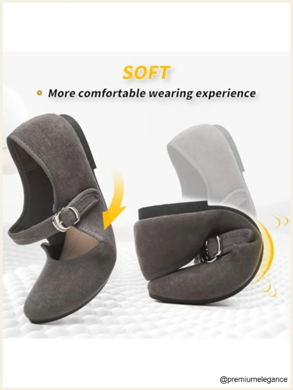 Women's Faux Suede Mary Jane Flats with Adjustable Strap Memory Foam Insole